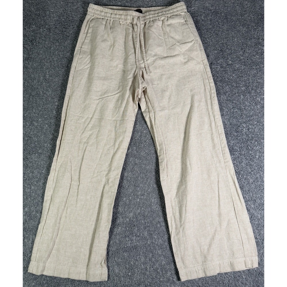 J.CREW Beige White Striped Drawstring Pull On Linen Blend Pants Women's Size 6P